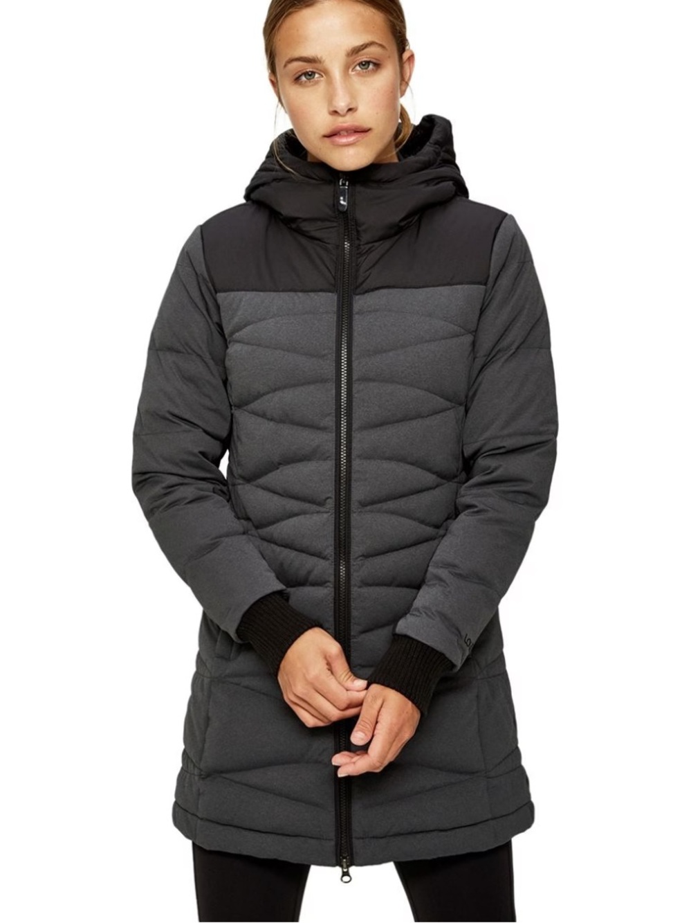 Lole Faith Down Jacket Quilted Hooded Long Puffer Coat